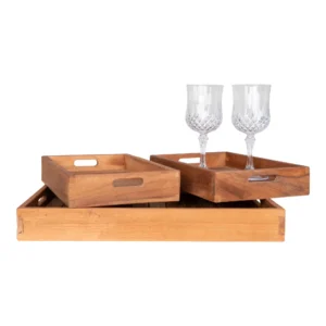 Teak Tablett "Faro", 3er Set
